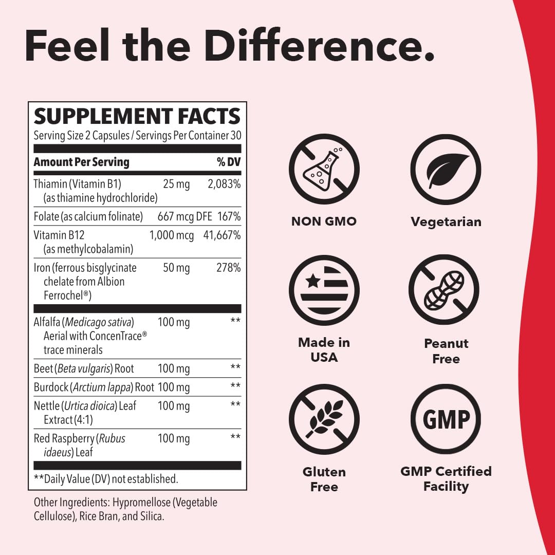 LifeSeasons Blood Nourish-R vitamin B12 visual underlines energy support potential.