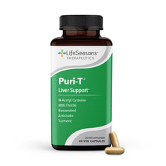 LifeSeasons Puri-T bottle front view promotes daily liver support and detox.
