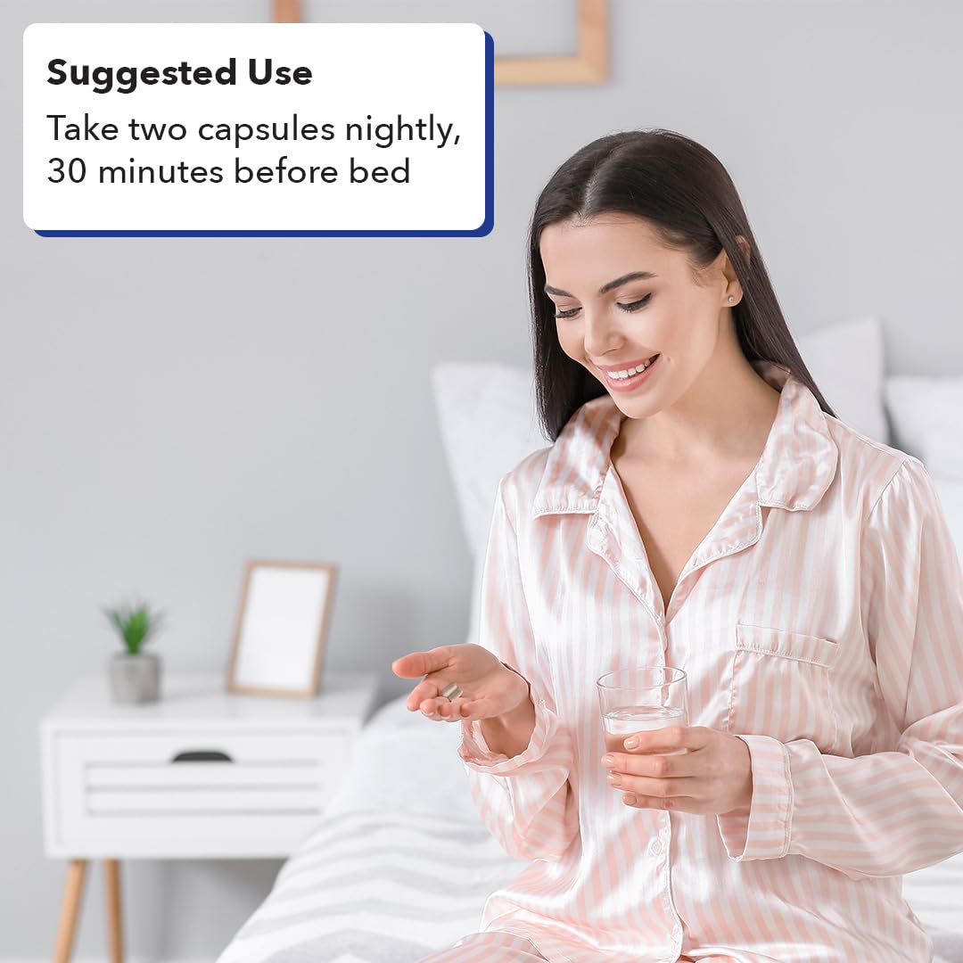 LifeSeasons Rest-ZZZ dosage setup showing two capsules, easy to use.