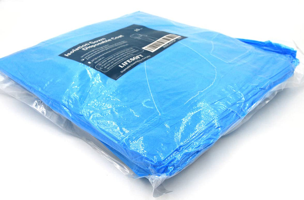 LIFESOFT 15-pack disposable gowns ready for restocking and convenient storage