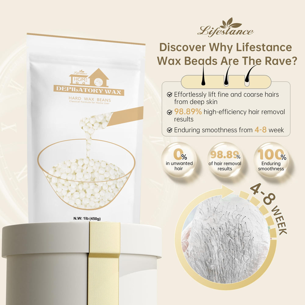 Lifestance unscented wax beads for face and eyebrows, fragrance-free and gentle.