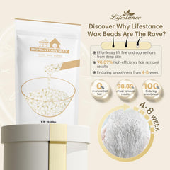 Lifestance unscented wax beads for face and eyebrows, fragrance-free and gentle.