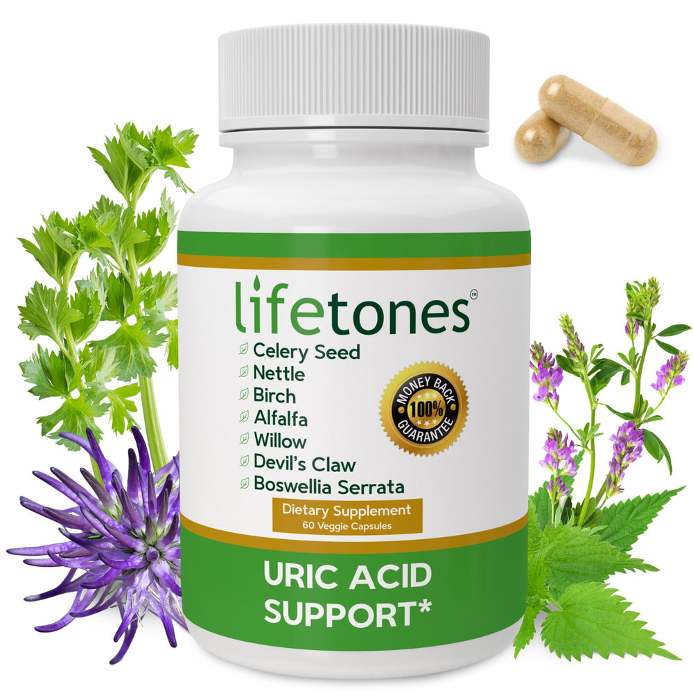Life Tones Uric Acid capsules for convenient plant-based support