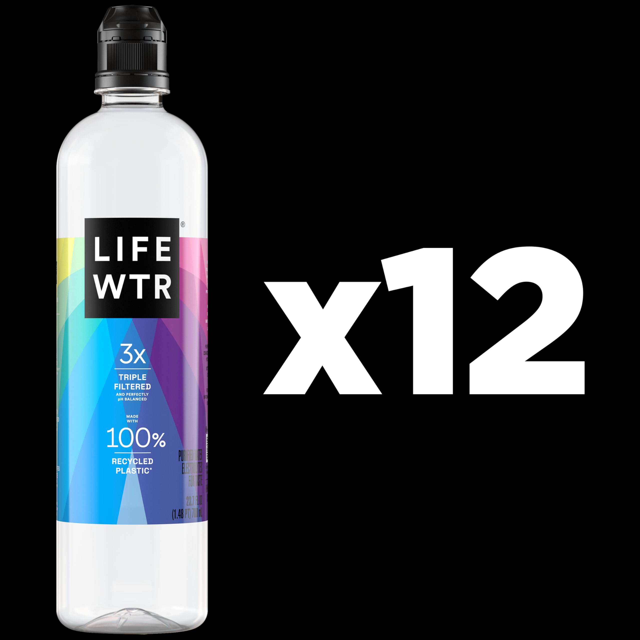 LIFEWTR pH-balanced water label close-up with balanced taste profile.