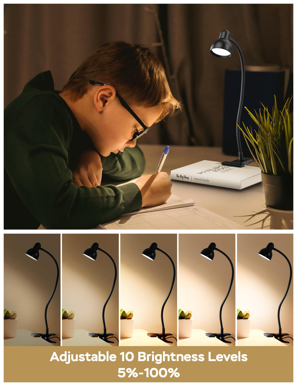 Three color modes cover warm to cool tones for reading or tasks.
