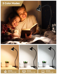LiFMIRA with sturdy metal clamp secures to desk or headboard during work.