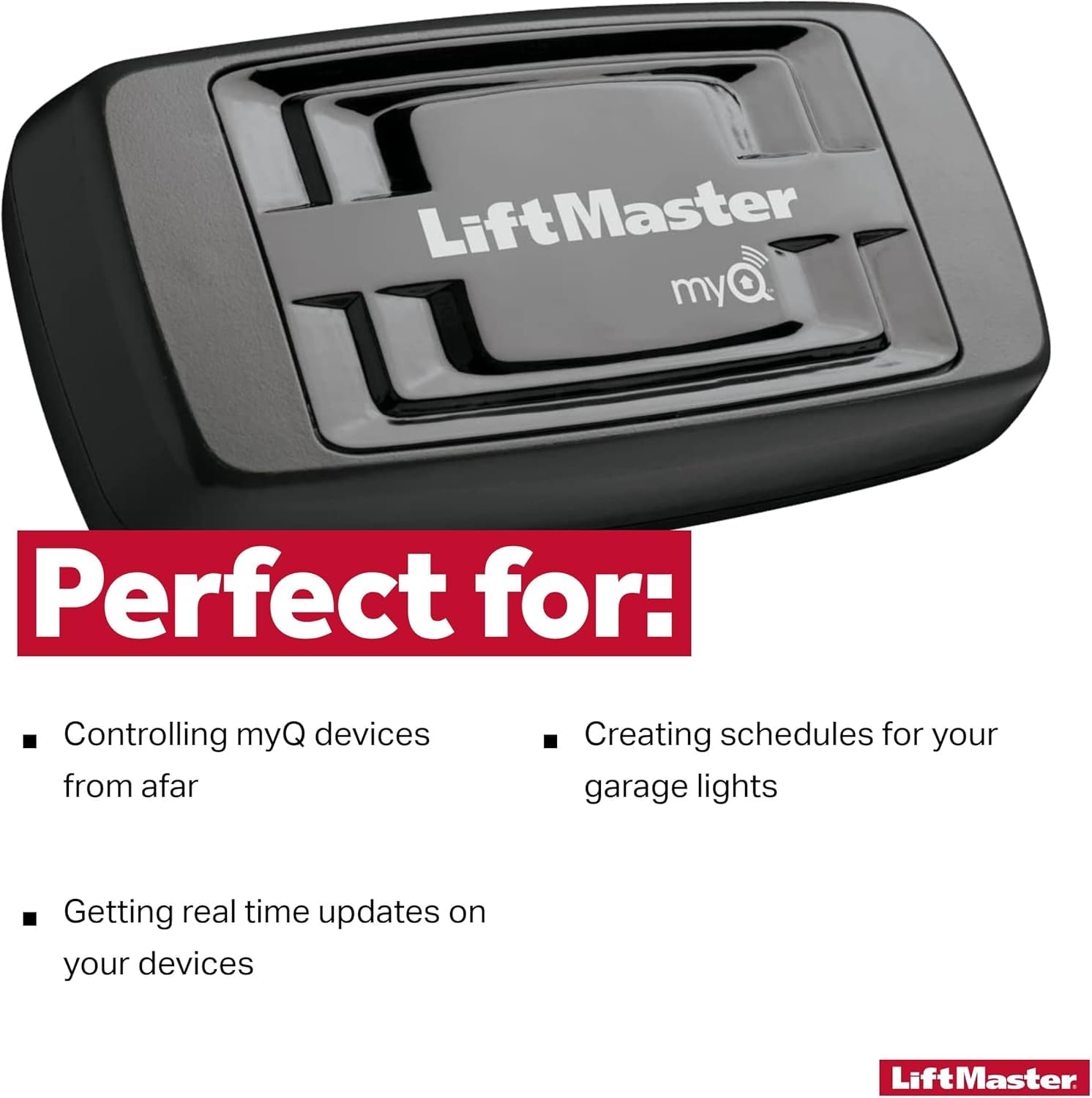 LiftMaster 828LM real-time alerts indicating garage status at a glance.