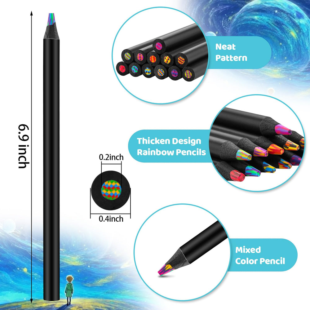 LIGETON rainbow pencils gradient strokes with multicolor cores for creative texture