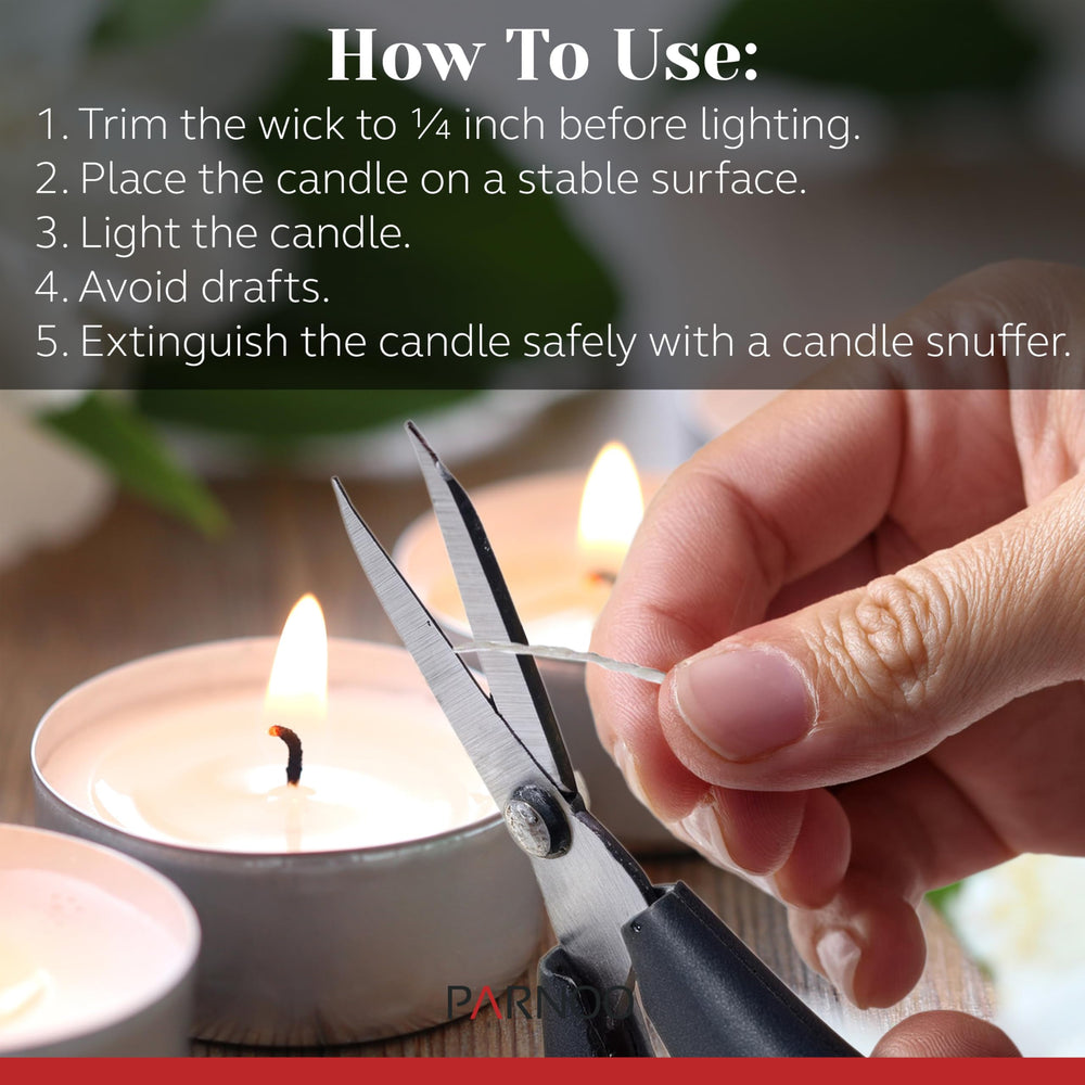 Close-up of PARNOO candle showing clean burn and minimal soot