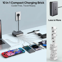 Lightning Ofertas 10-in-1 charger design reduces desk clutter