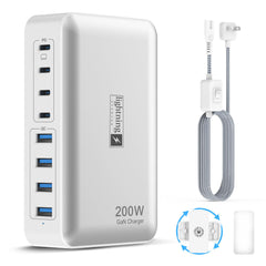 Lightning Ofertas 200W charging station front view with eight ports for multiple devices