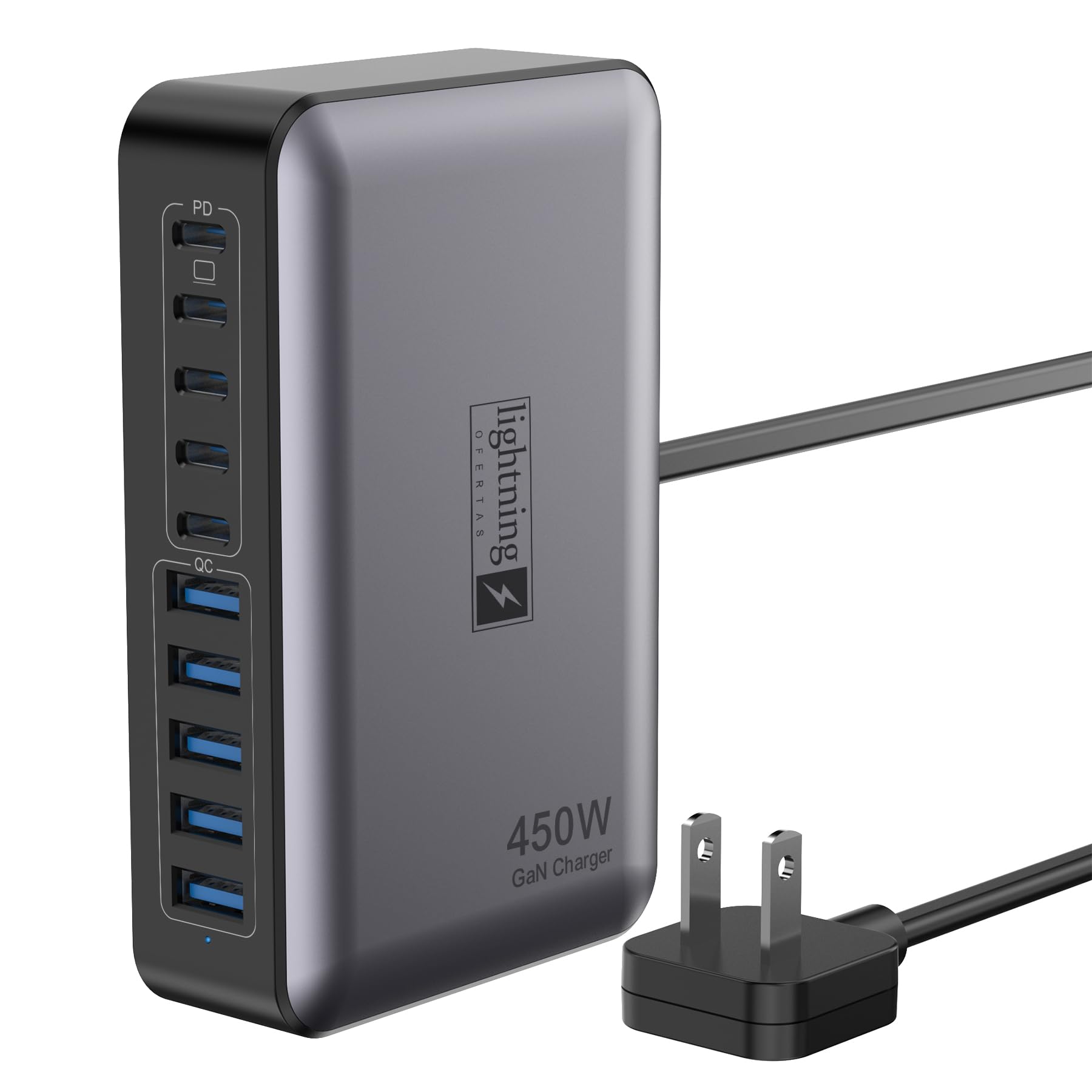 Lightning Ofertas USB-C Charger Block 450W with 10 ports for simultaneous charging