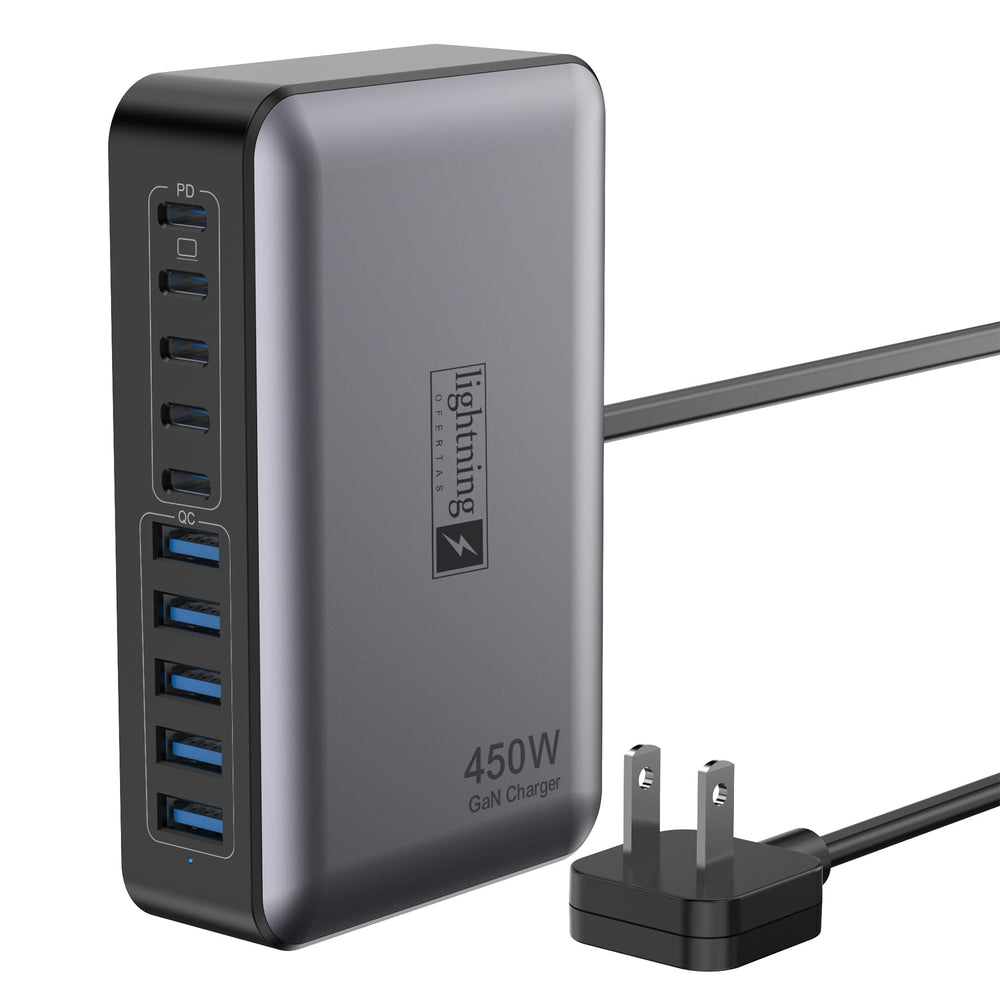 Lightning Ofertas USB-C Charger Block 450W with 10 ports for simultaneous charging