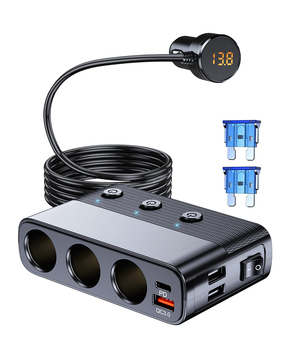 LIHAN 7-1 cigarette splitter enables multiple devices on the go for family trips.