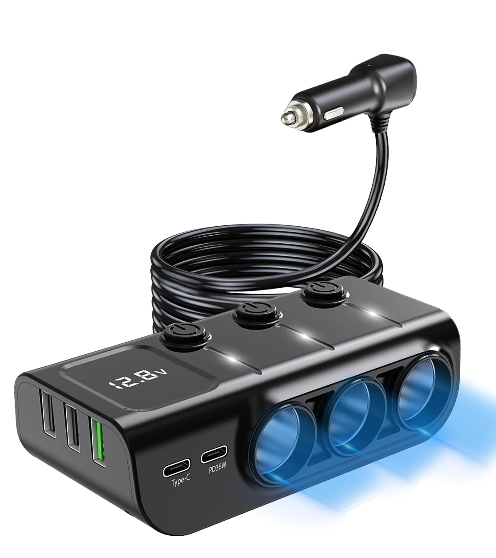 LIHAN 8-in-1 front view with three sockets for road trips.