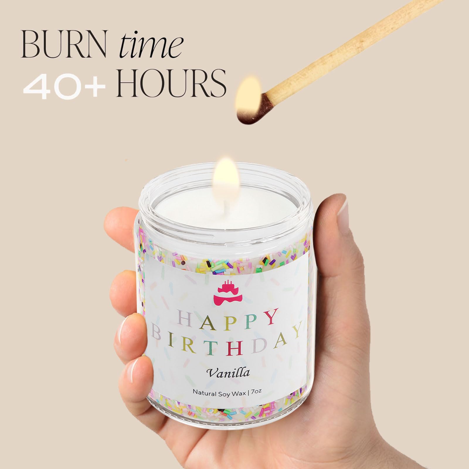 LIHOME 7oz jar provides long-lasting vanilla fragrance for birthdays.