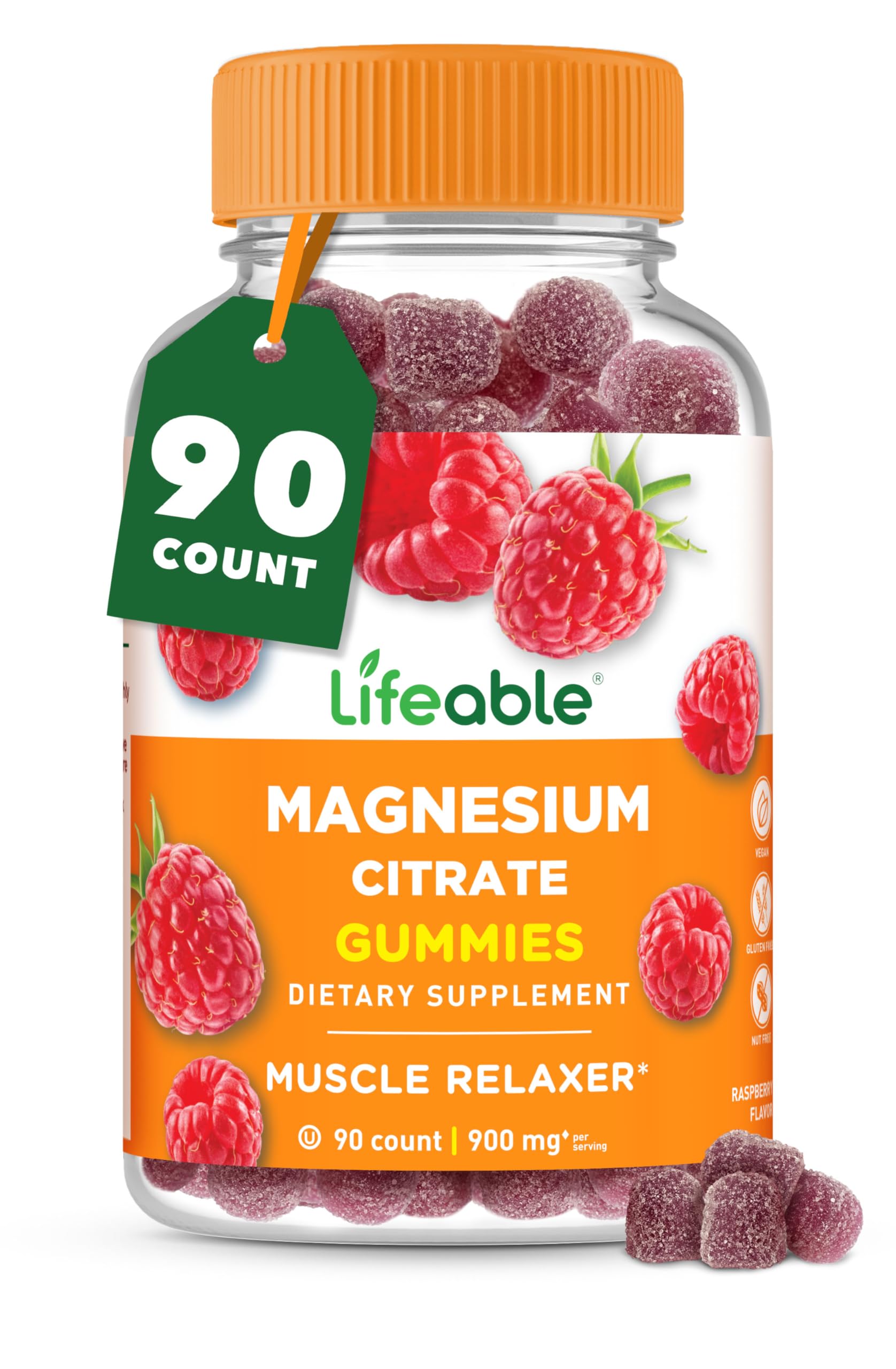 Lija Lifeable Magnesium Gummies bottle front showing raspberry flavor for daily use