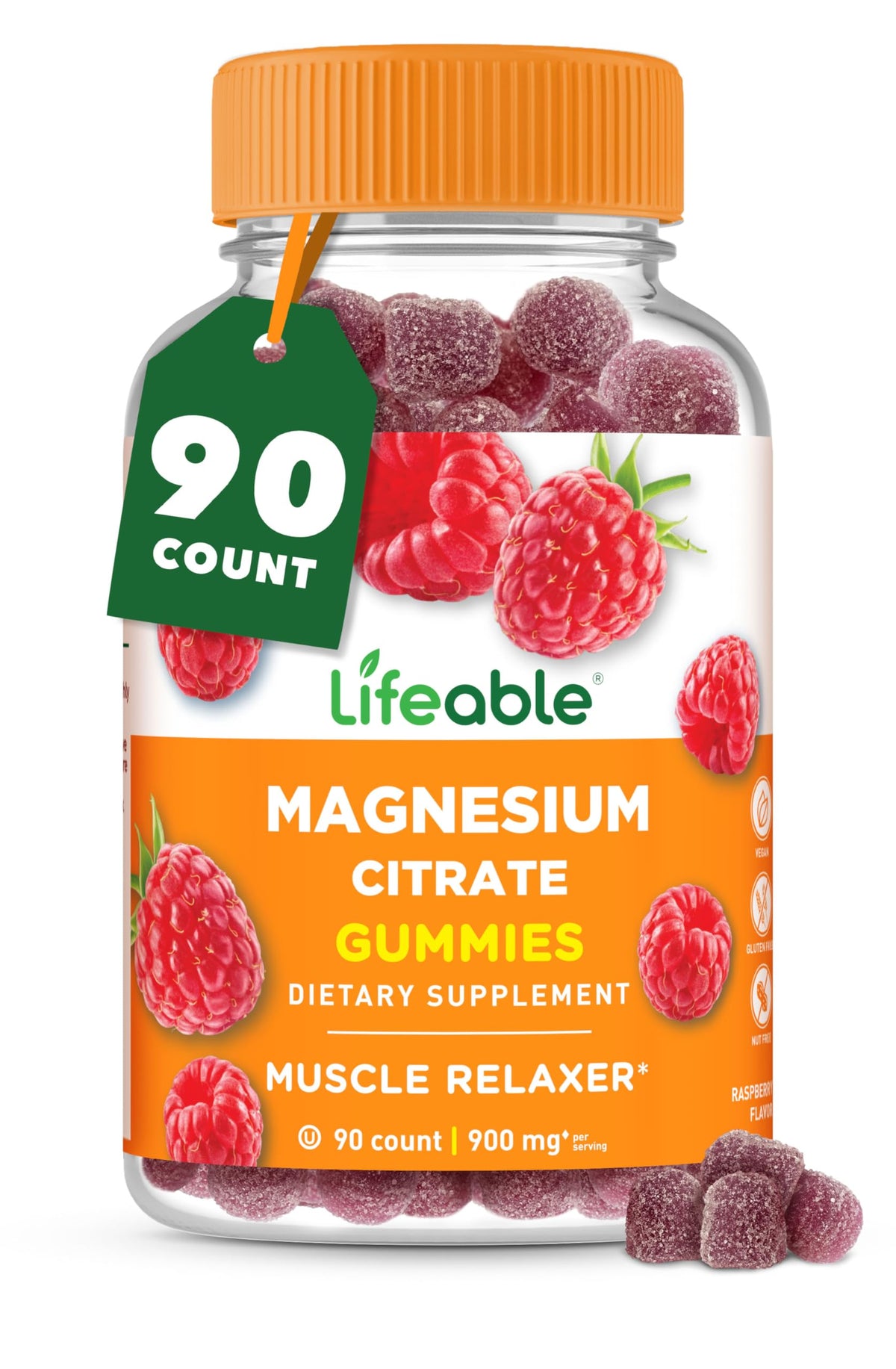 Lija Lifeable Magnesium Gummies bottle front showing raspberry flavor for daily use