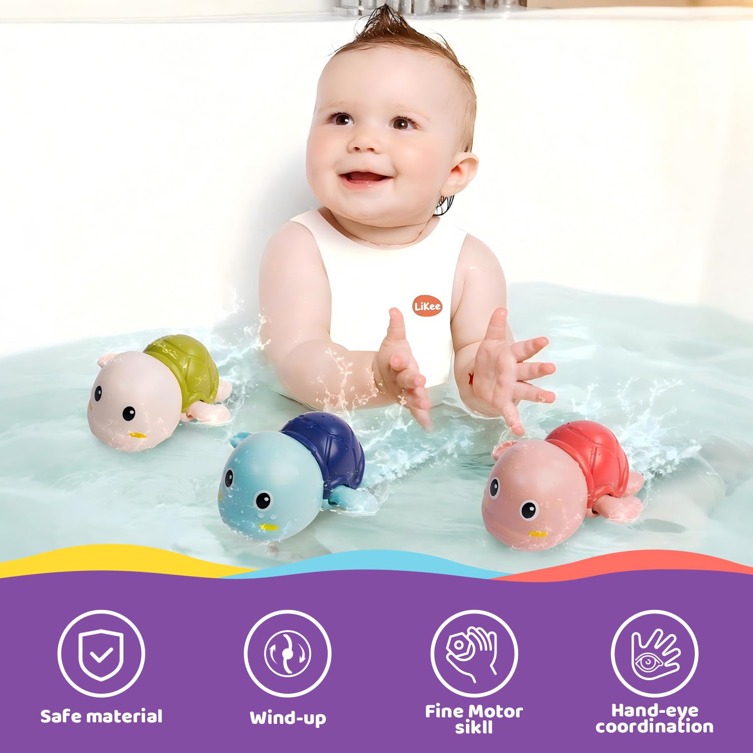 LiKee Likee floating turtles brighten tub or pool time for kids