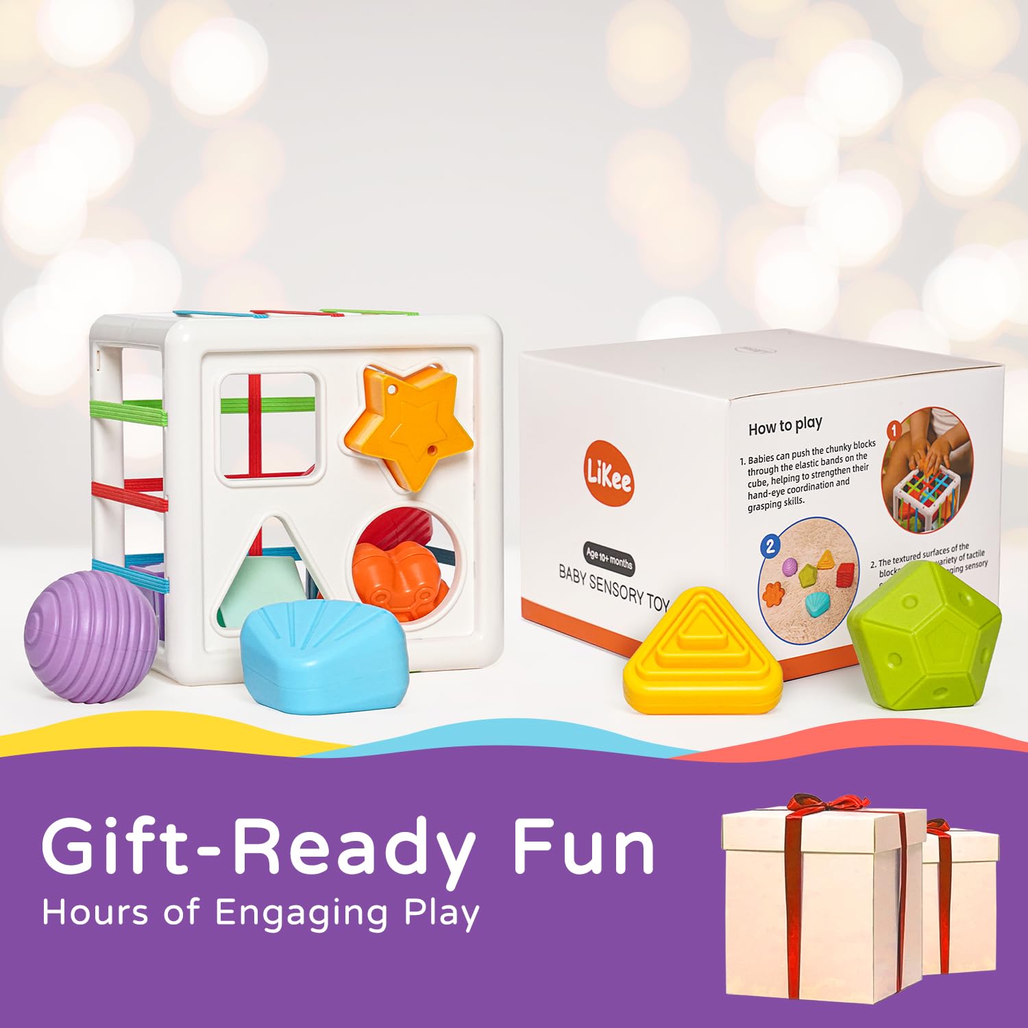 LiKee shape sorter packaging ready gift option for infants and toddlers.