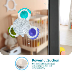 LiKee suction cup on smooth surface like window or mirror for mess-free fun.