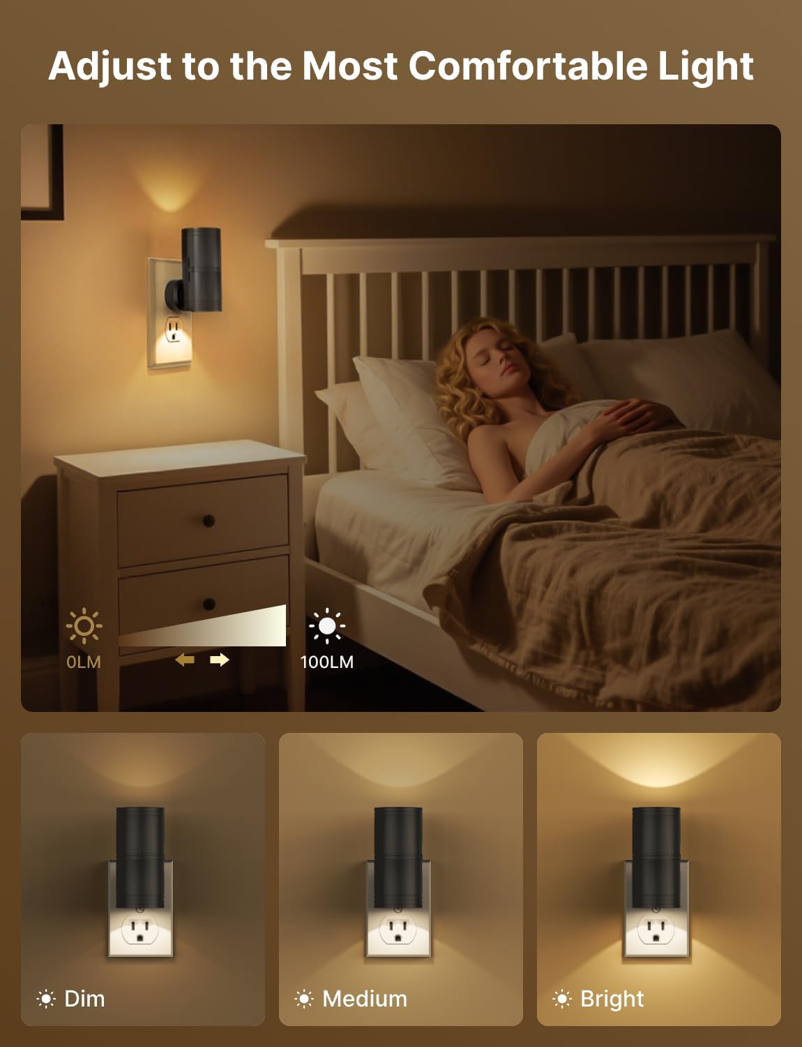 Likelgn warm 3000K glow night light, gentle nighttime visibility.