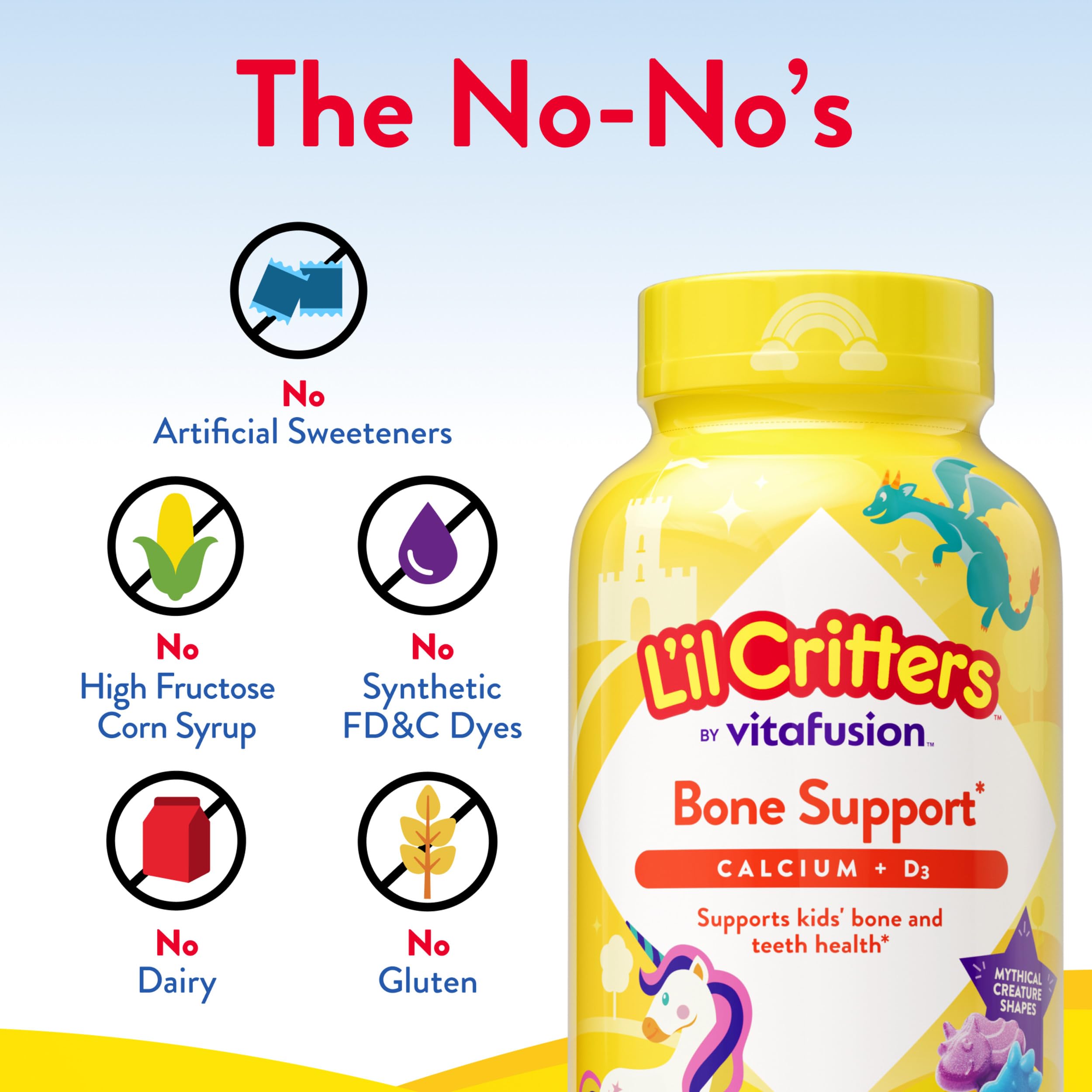 Lil Critters Bone Support delivers vitamin D for supporting healthy development.