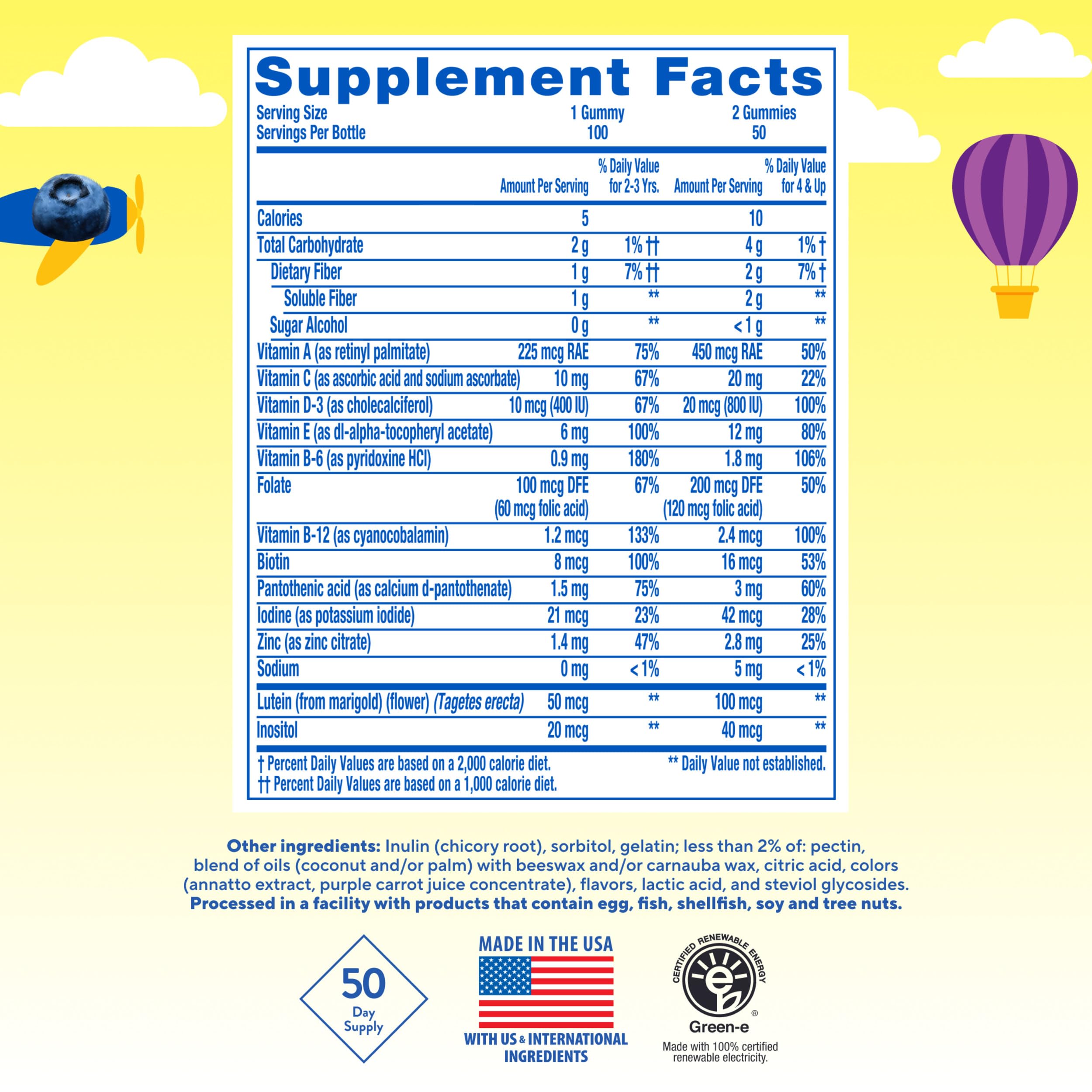 Lil Critters Gummy Vites vitamin A supports eye health imagery.