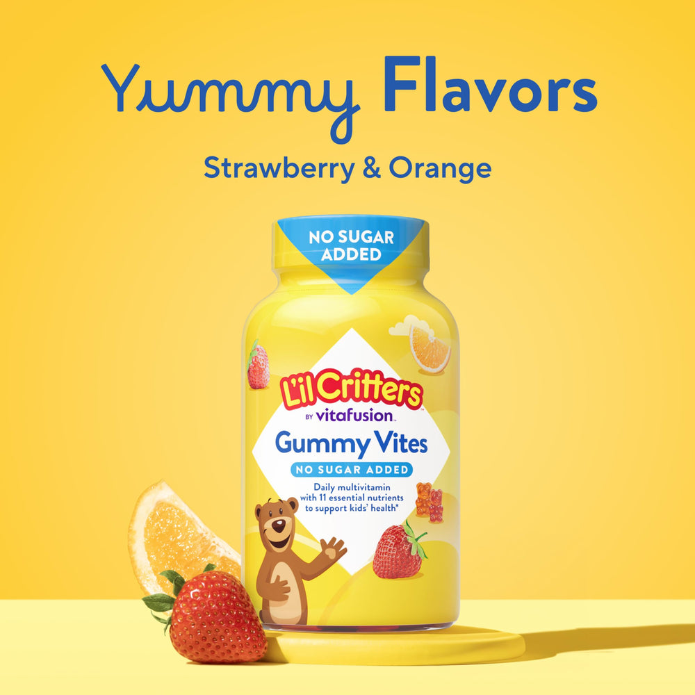 Lil Critters Gummy Vites nutrition panel highlights essential vitamins.