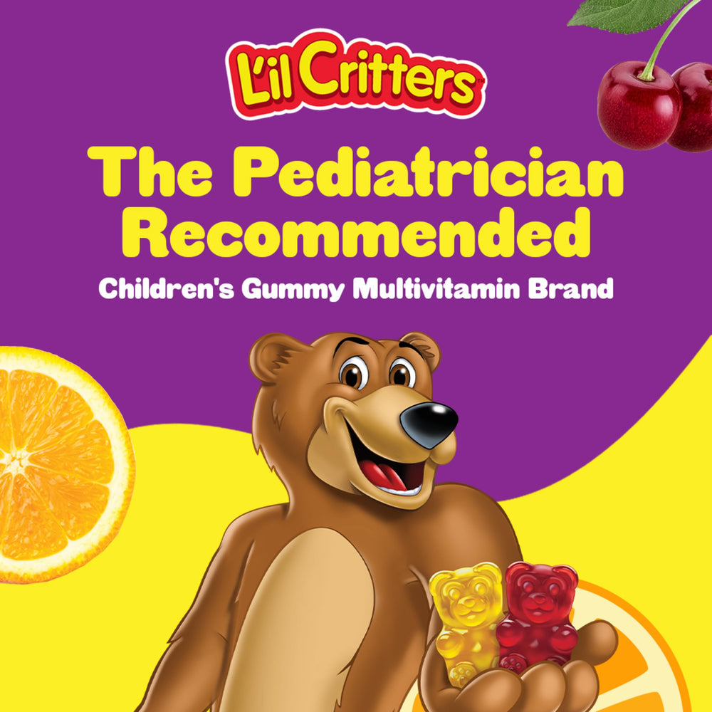 Lil Critters orange gummies delivering daily vitamins in a tasty chew.