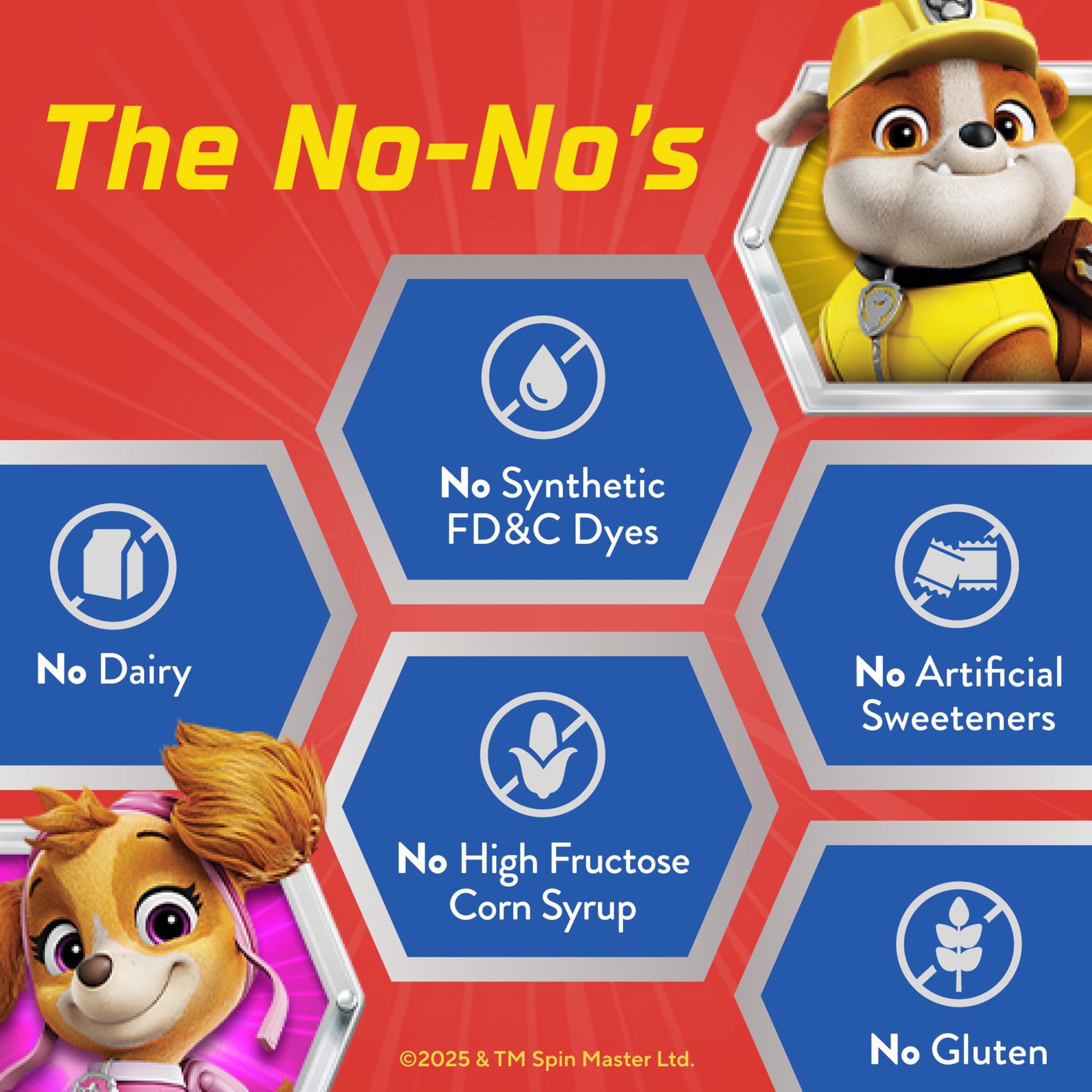 Lil Critters Paw Patrol daily-dose ages-2-3 closeup shows 1 gummy daily.