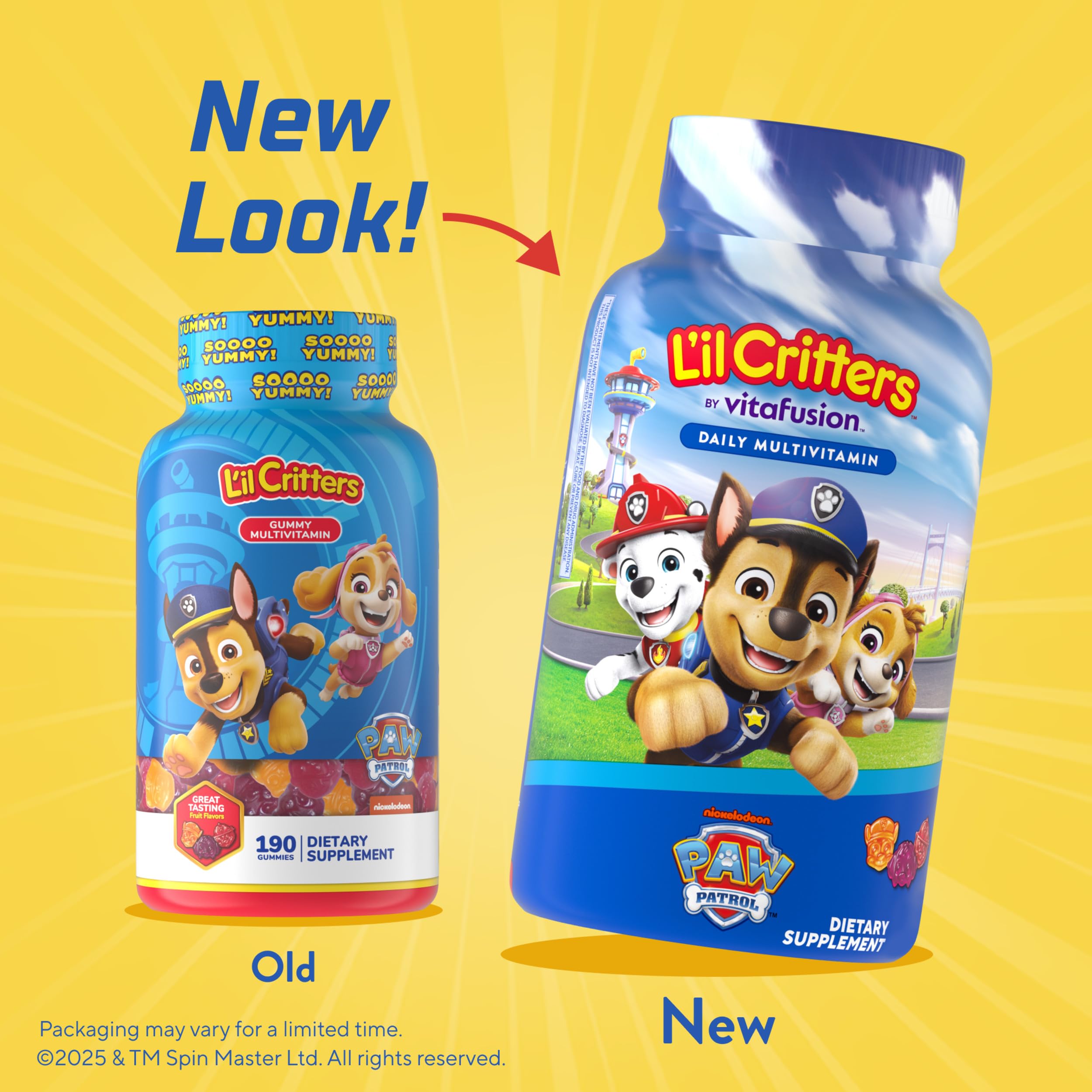 Lil Critters Paw Patrol gummies shape closeup highlights Paw Patrol design for easy daily use.