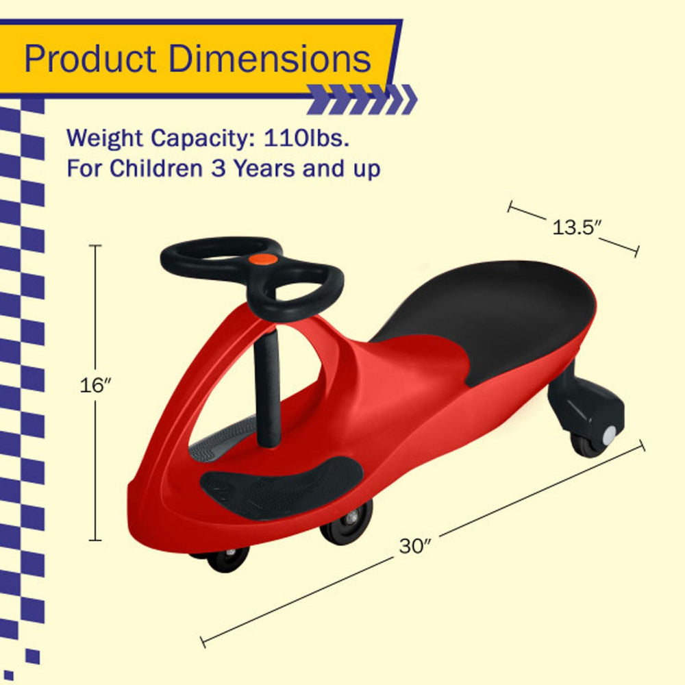 Lil' Rider Wiggle Car red durable plastic, weight-capacity 110lbs for growing kids.