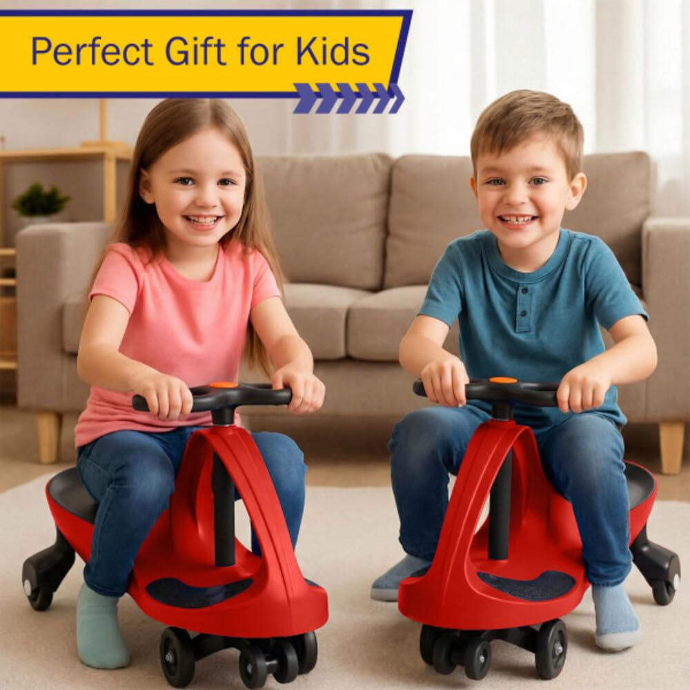 Lil' Rider Wiggle Car red outdoor pavement session, smooth surfaces spark active fun.