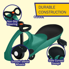 Lil' Rider Wiggle Car side view highlights low-height balance-friendly ride-on.