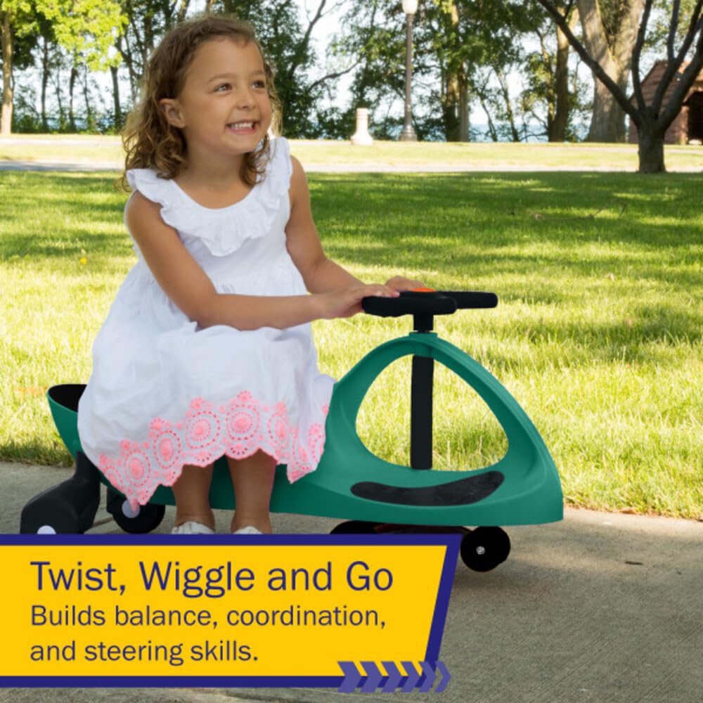 Lil' Rider Wiggle Car wheels in motion show smooth, quiet, pedal-free fun.