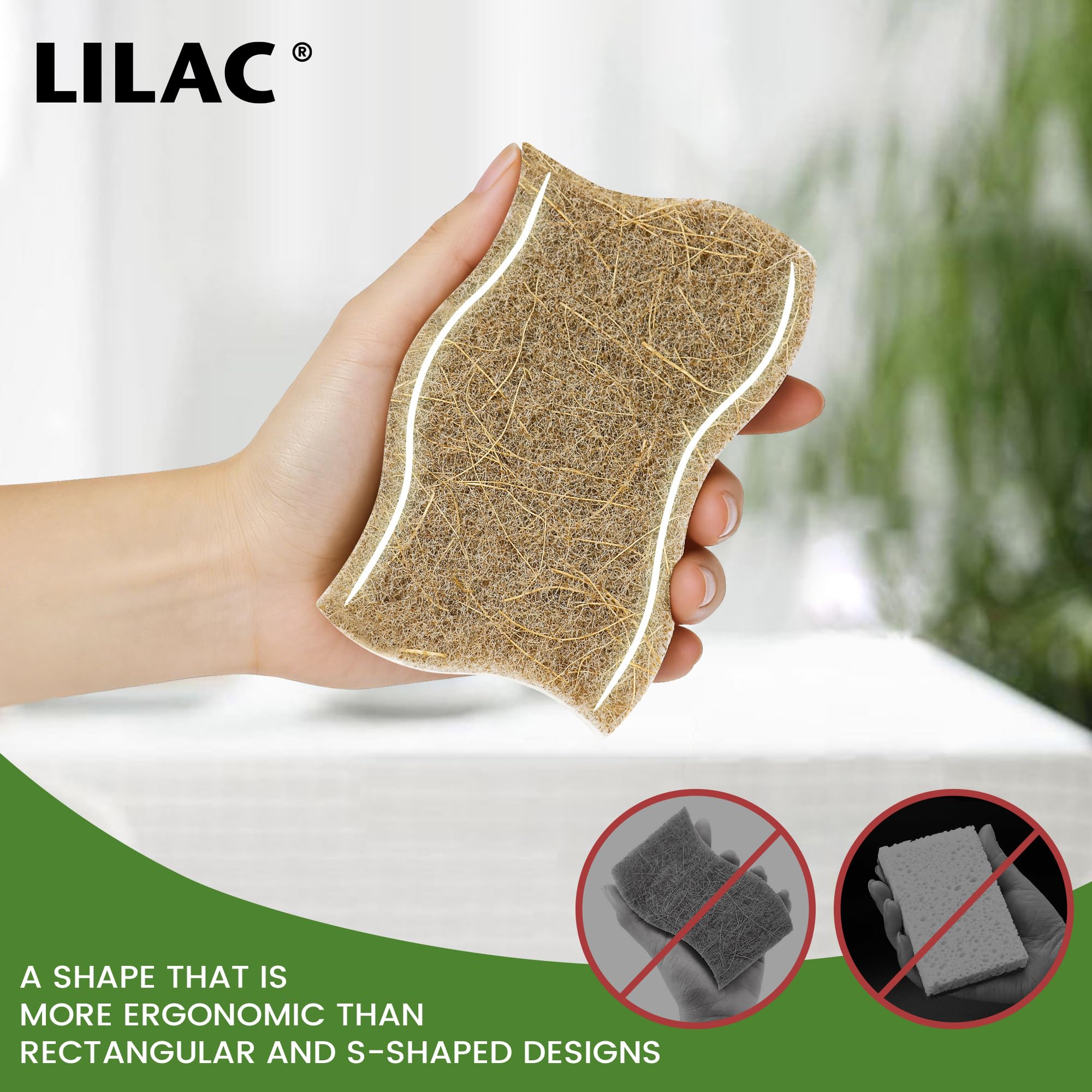 LILAC highly absorbent cellulose sponge creates rich lather with soap.