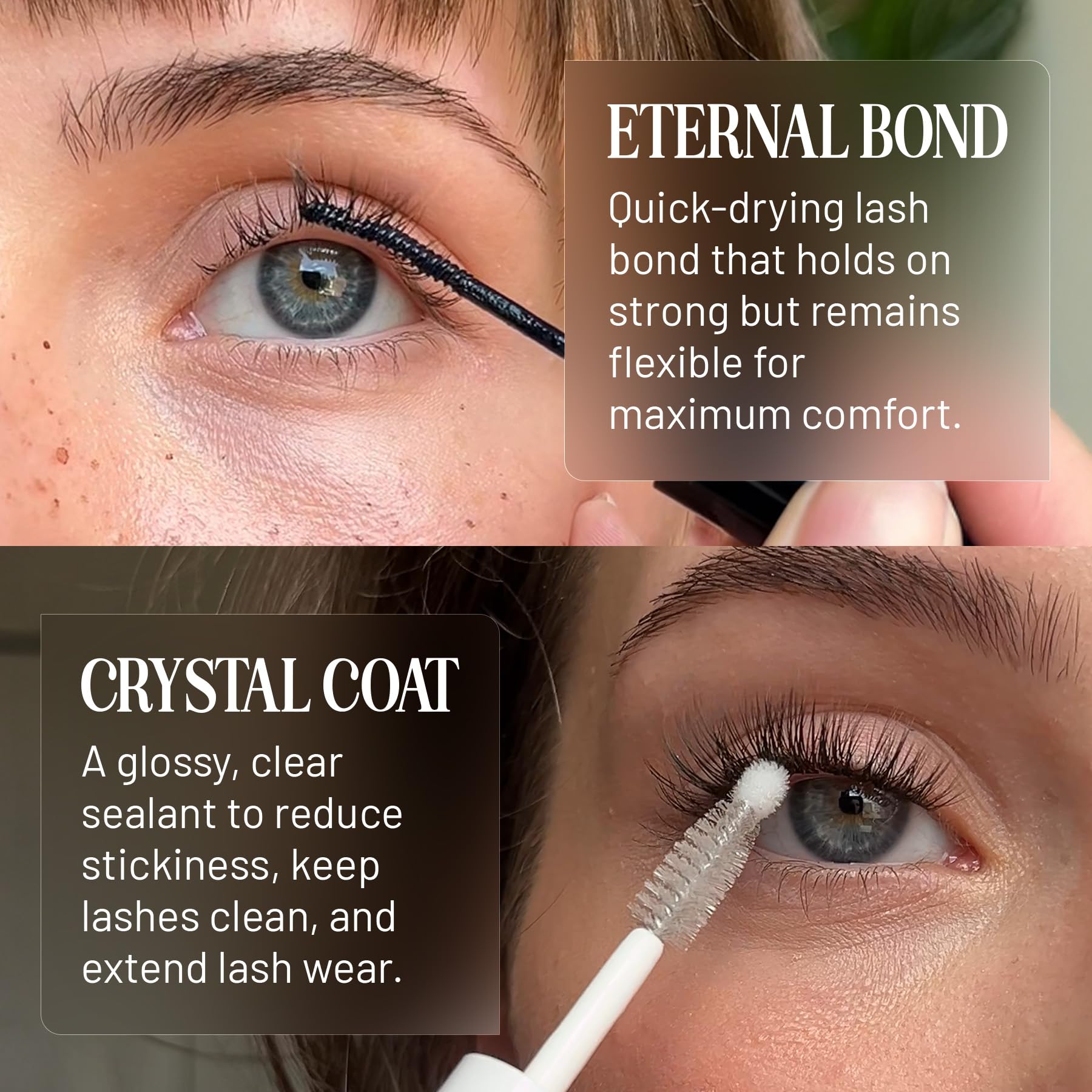 Lilac St Crystal Coat sealant tips providing a protective lash seal.