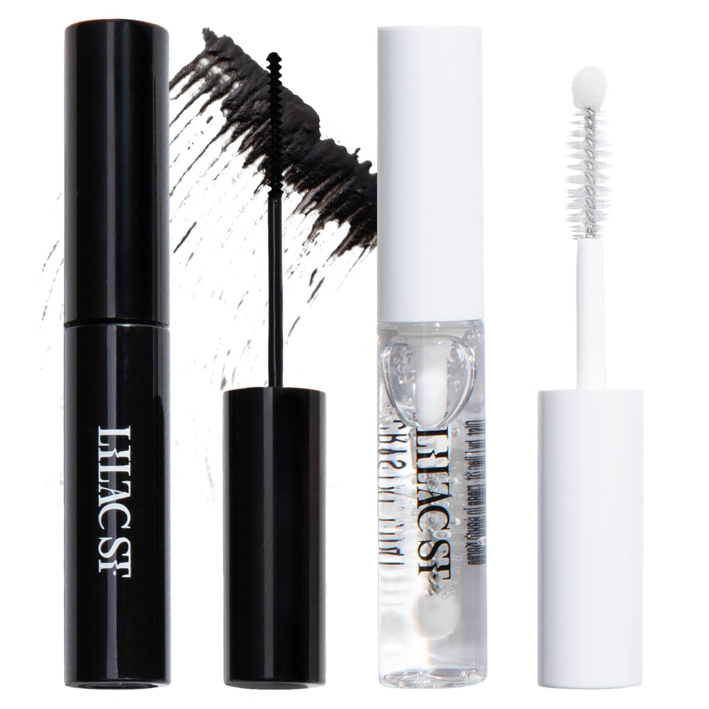 Lilac St Eternal Bond black bottle pour shown for fast-drying lash glue use.