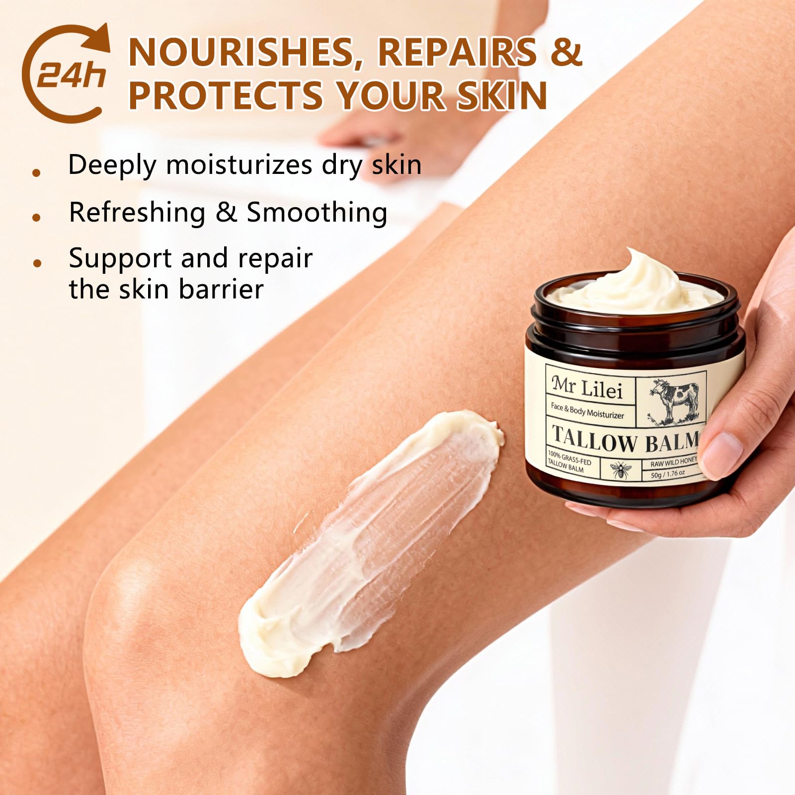 Lilei Beauty beef-tallow-beeswax-seal keeps moisture locked in gently.