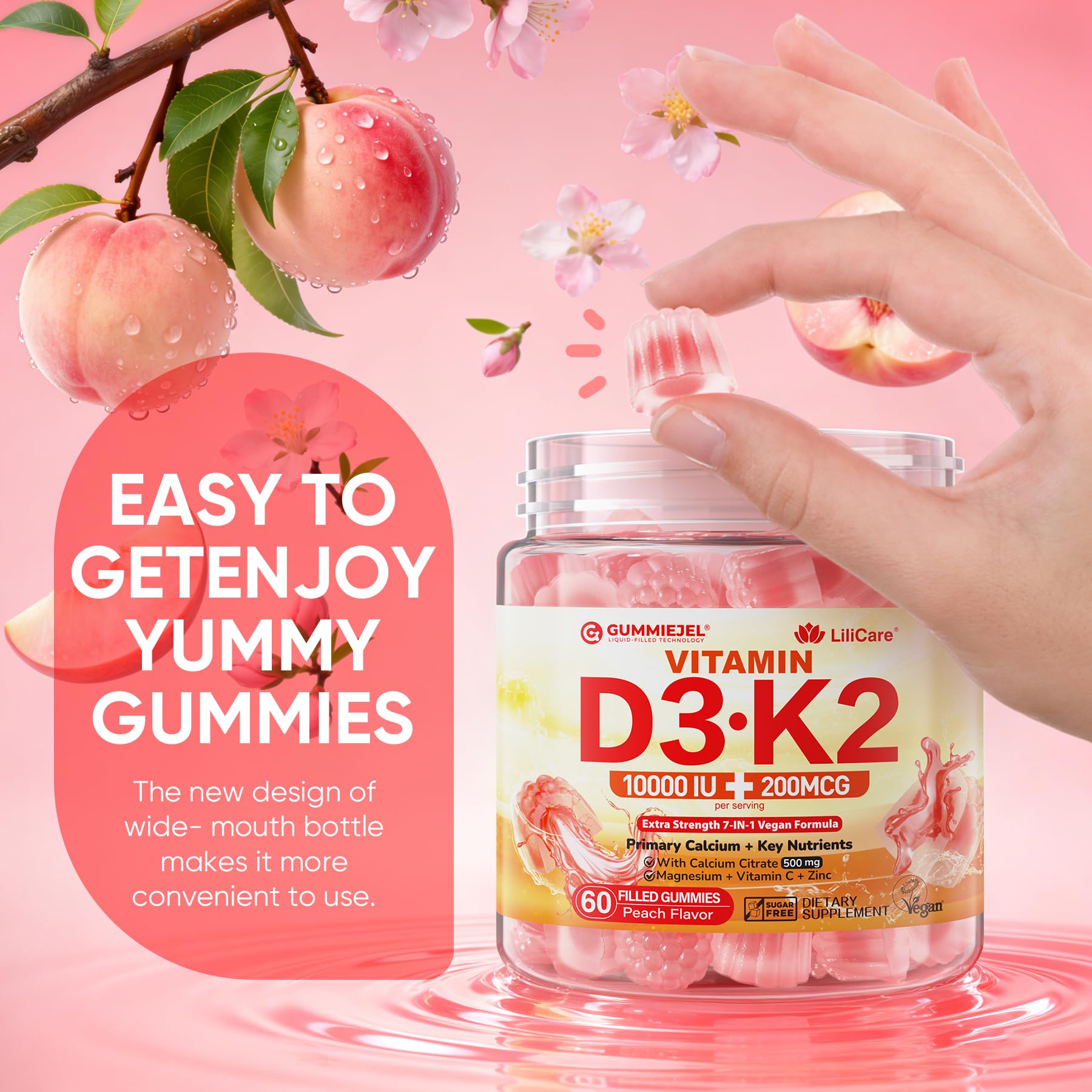 60-count vegan pack of Lilicare gummies on display