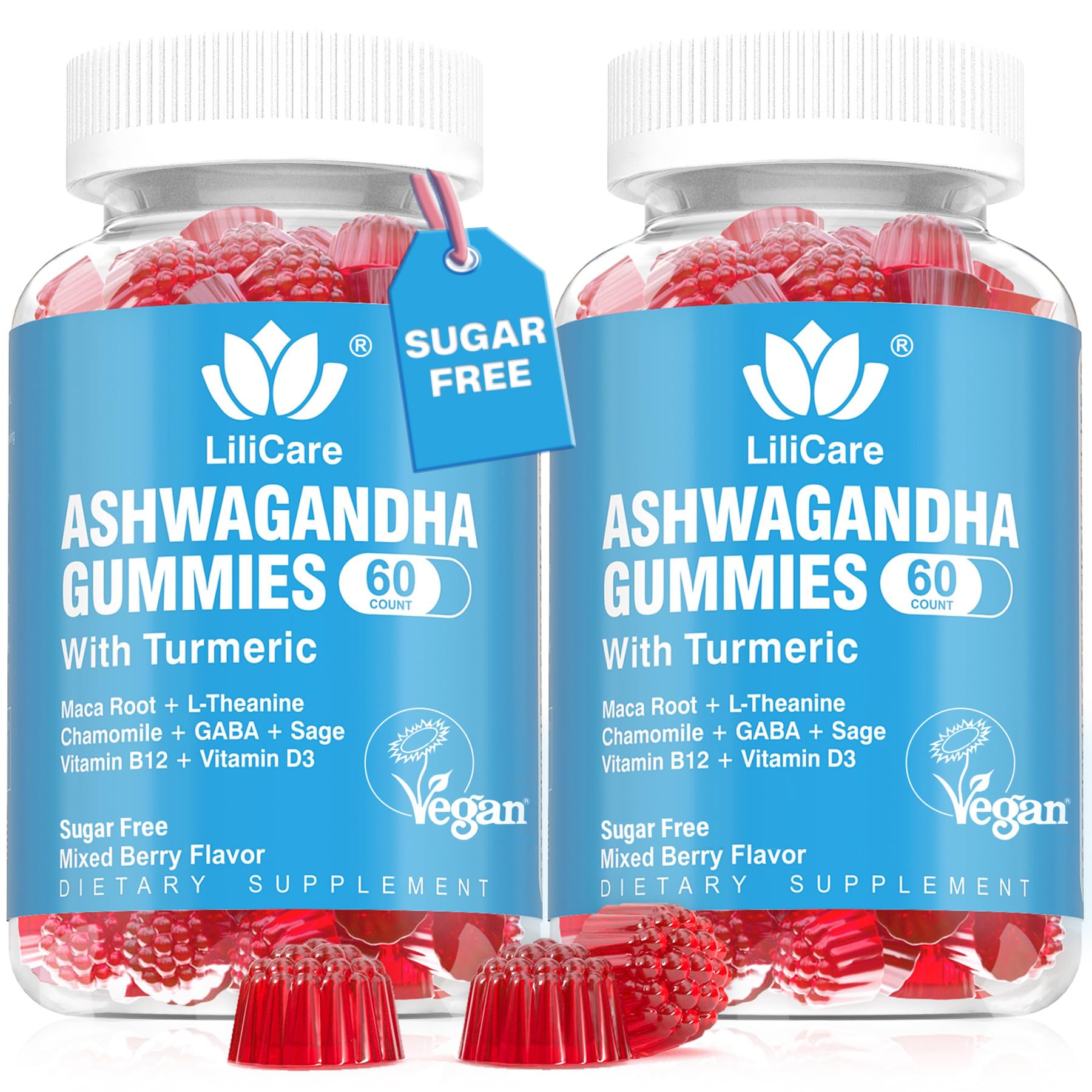 LILICARE Ashwagandha gummies bottle for daily wellness.