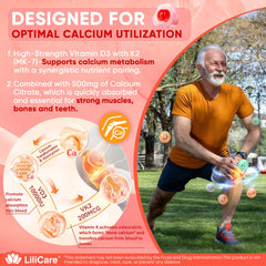 Calcium citrate 500 mg included in gummies for daily mineral support.