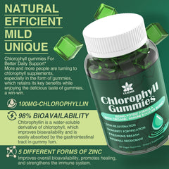 LILICARE Chlorophyll Gummies mulberry leaves detail shows natural nutrients for everyday wellness.