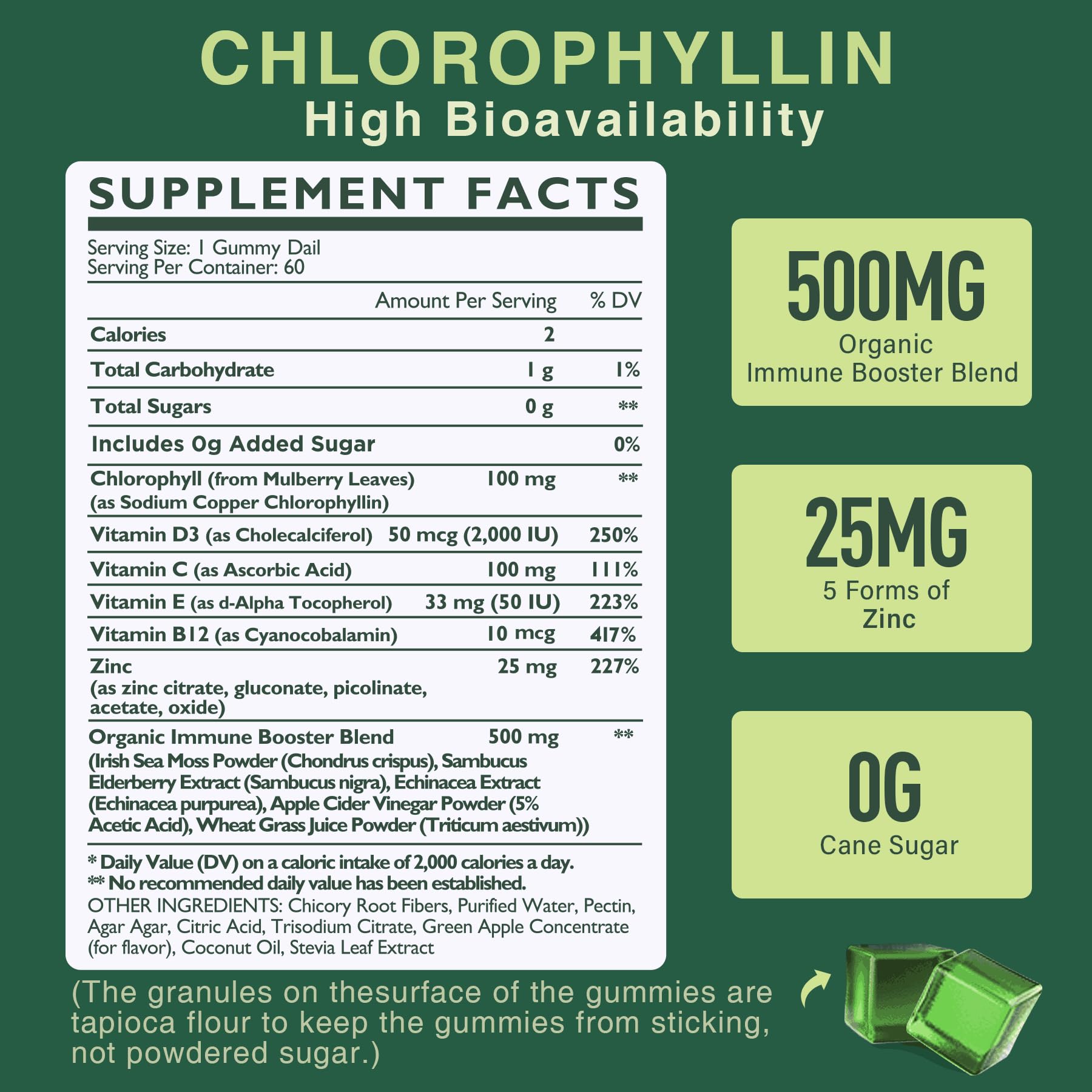 LILICARE Chlorophyll Gummies packaging front signals vitality and an easy daily supplement routine.