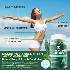 LILICARE Chlorophyll Gummies sea moss elderberry detail suggests immune-supporting superfoods in a tasty bite.