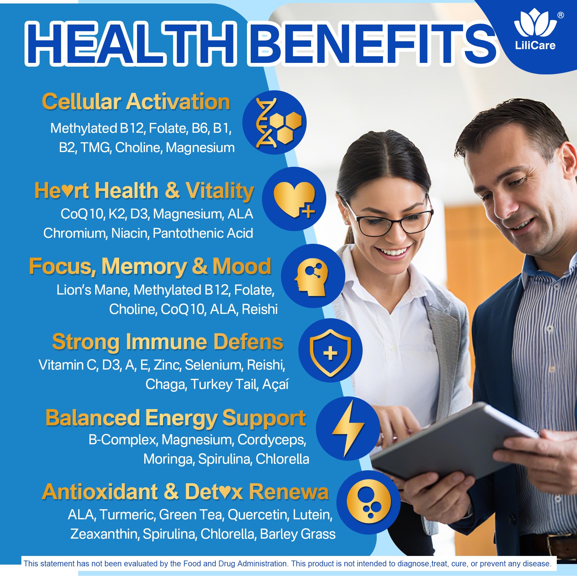 LILICARE CoQ10 gummy close-up highlights energy-support nutrients.
