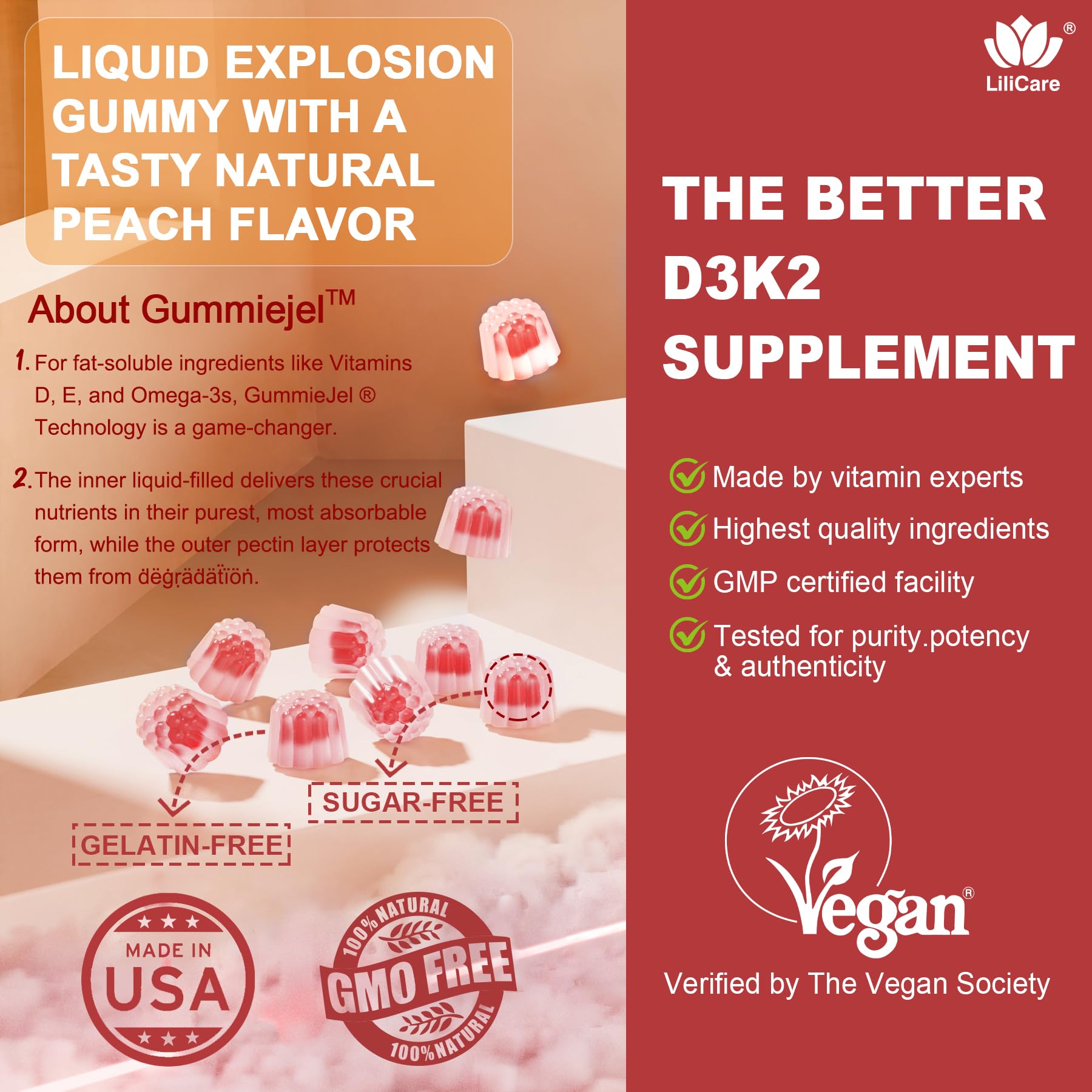 LILICARE D3K2 gummies two-pack bundle for daily wellness.