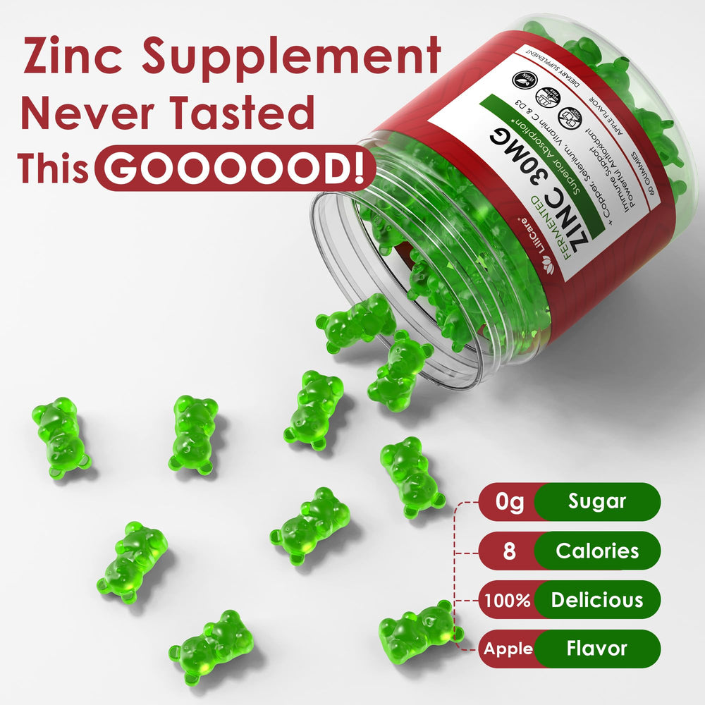 LILICARE elderberry and mushroom blend in zinc gummies for antioxidants.