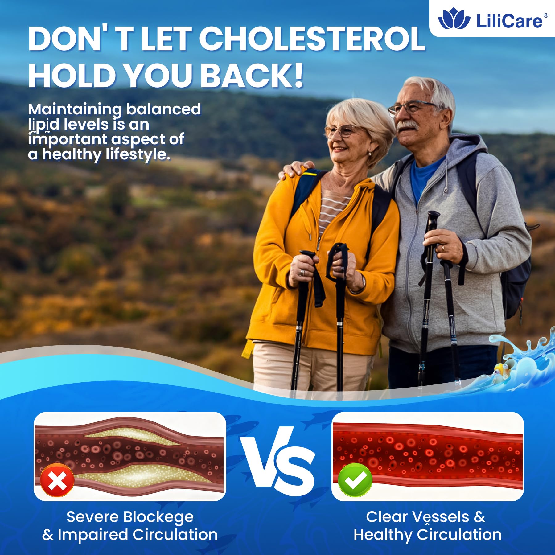 LILICARE packaging display highlighting wild-caught fish oil source.
